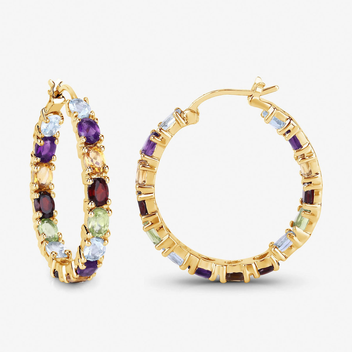 5.44 Carat Genuine Multi Stones .925 Sterling Silver Earrings