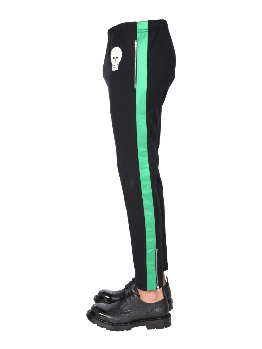 Alexander Mcqueen Men Jogging Pants With Embroidered Skull