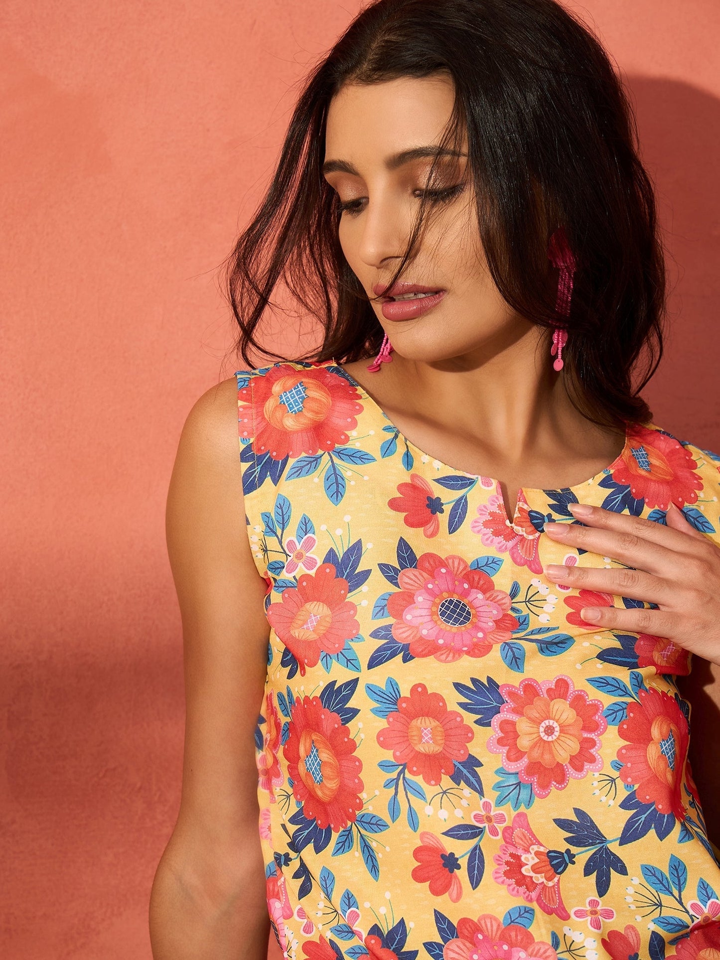 InWeave Butter Yellow Big Floral Print W/S Top