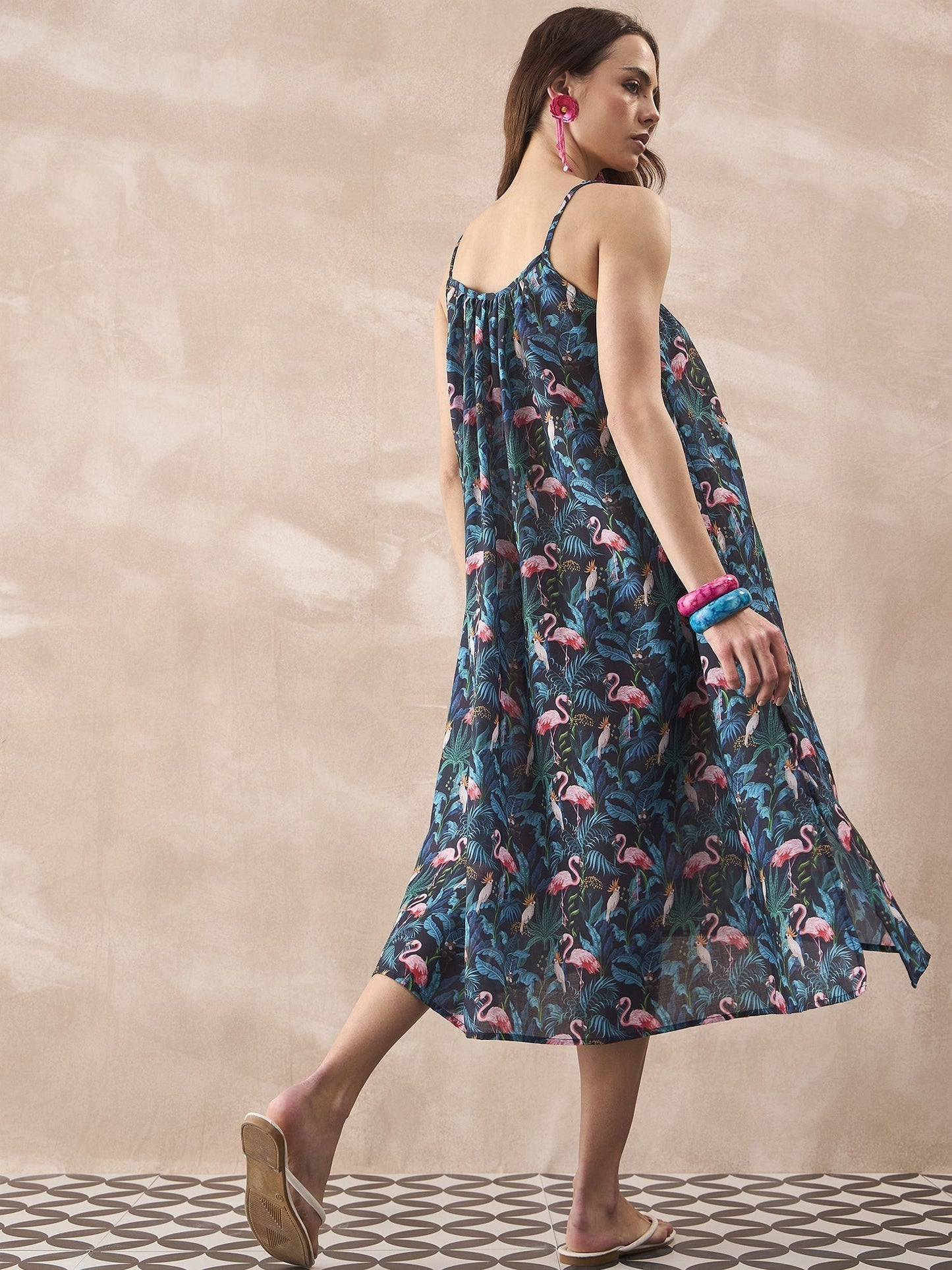 InWeave Black Swan Leaf Strappy Dress