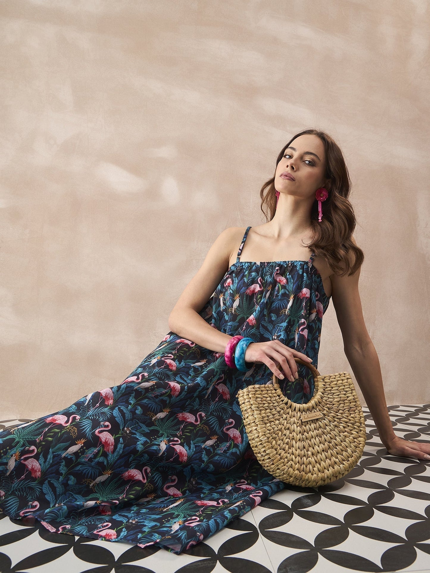 InWeave Black Swan Leaf Strappy Dress