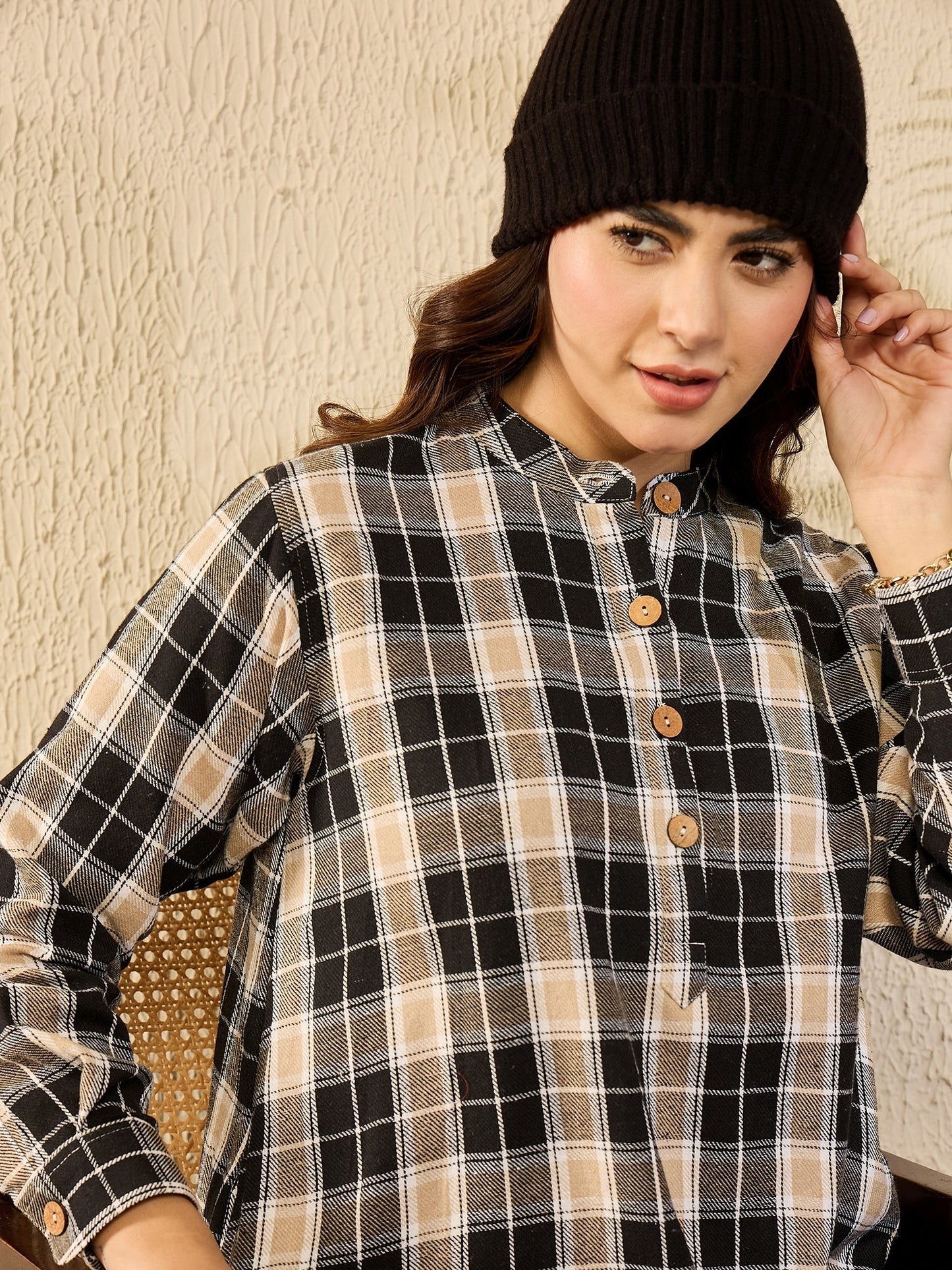 InWeave Black Beige Check Dress