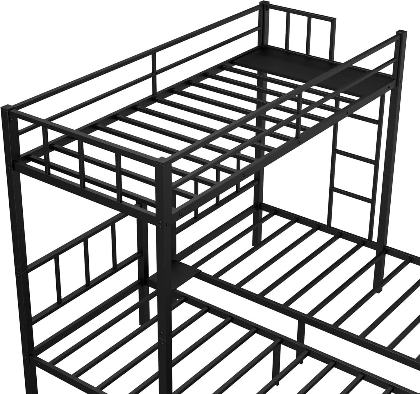 Triple Bunk Bed For Three Kids Built In Desk Black