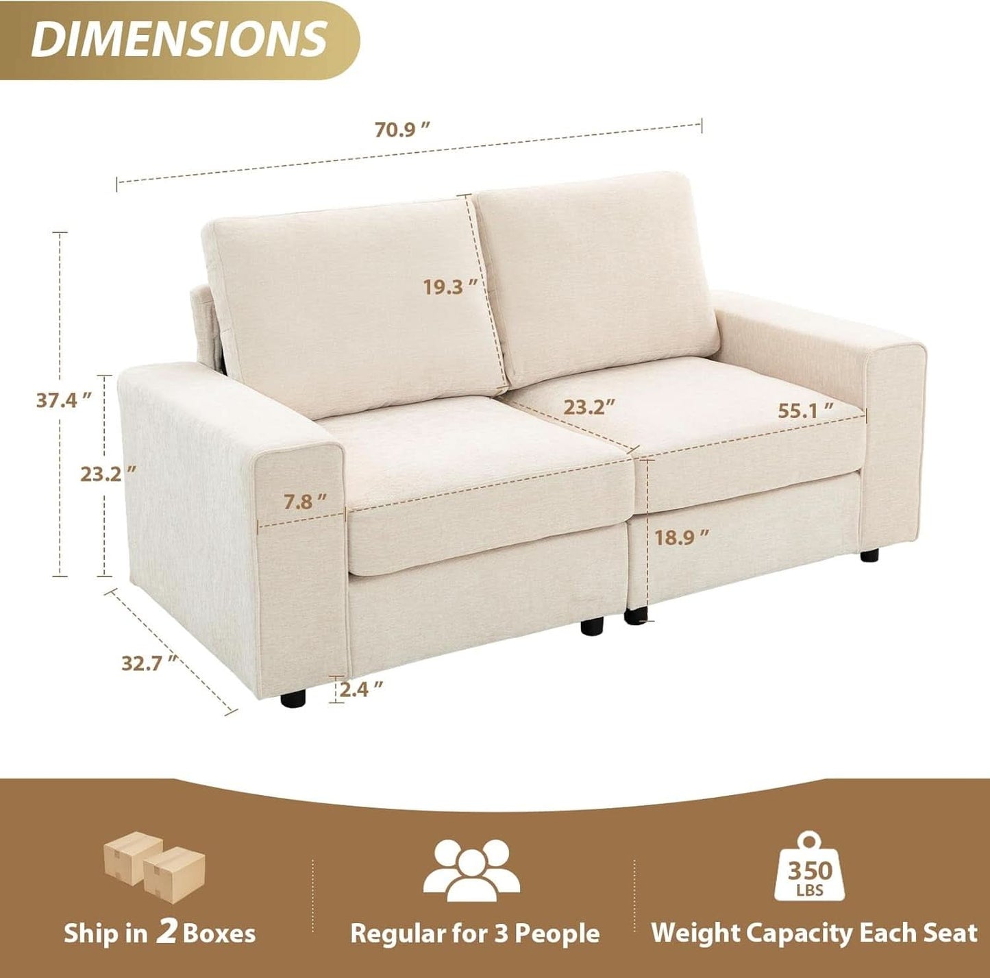 Seventy One Inch Beige Chenille Modular Sofa Collection