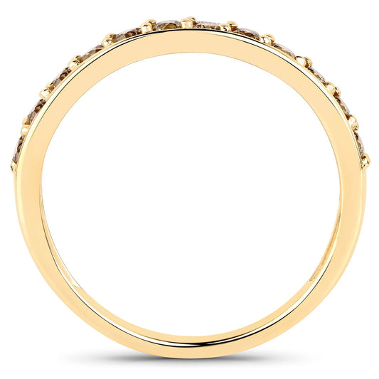0.45 Carat Genuine Champagne Diamond 14K Yellow Gold Ring (I1-I2)