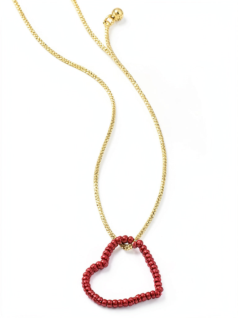 Inc Gold-Tone Beaded Heart Pendant Necklace, 34 + 3 Extender