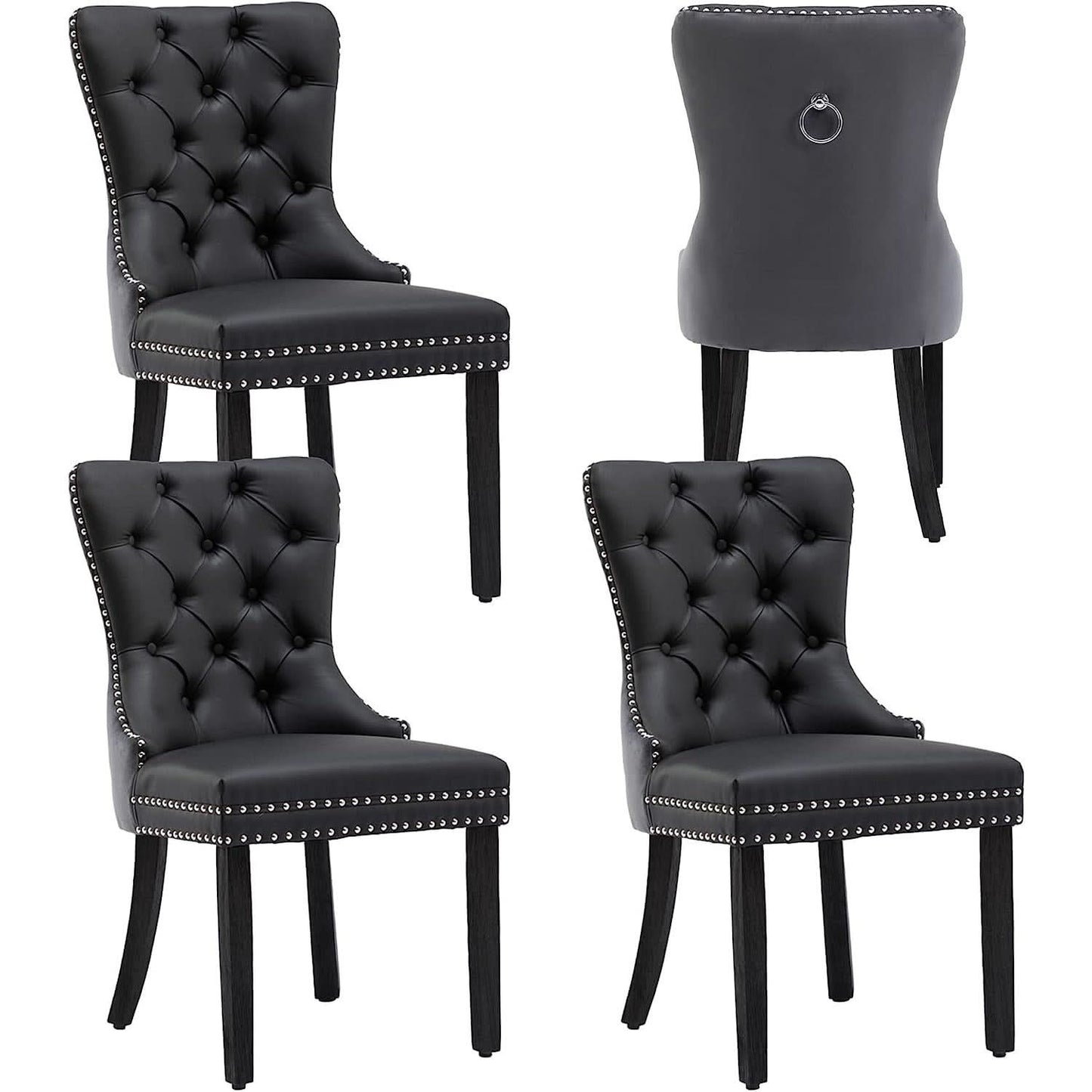 Tufted Velvet Dining Chairs Set of 4 With Acrylic Legs
