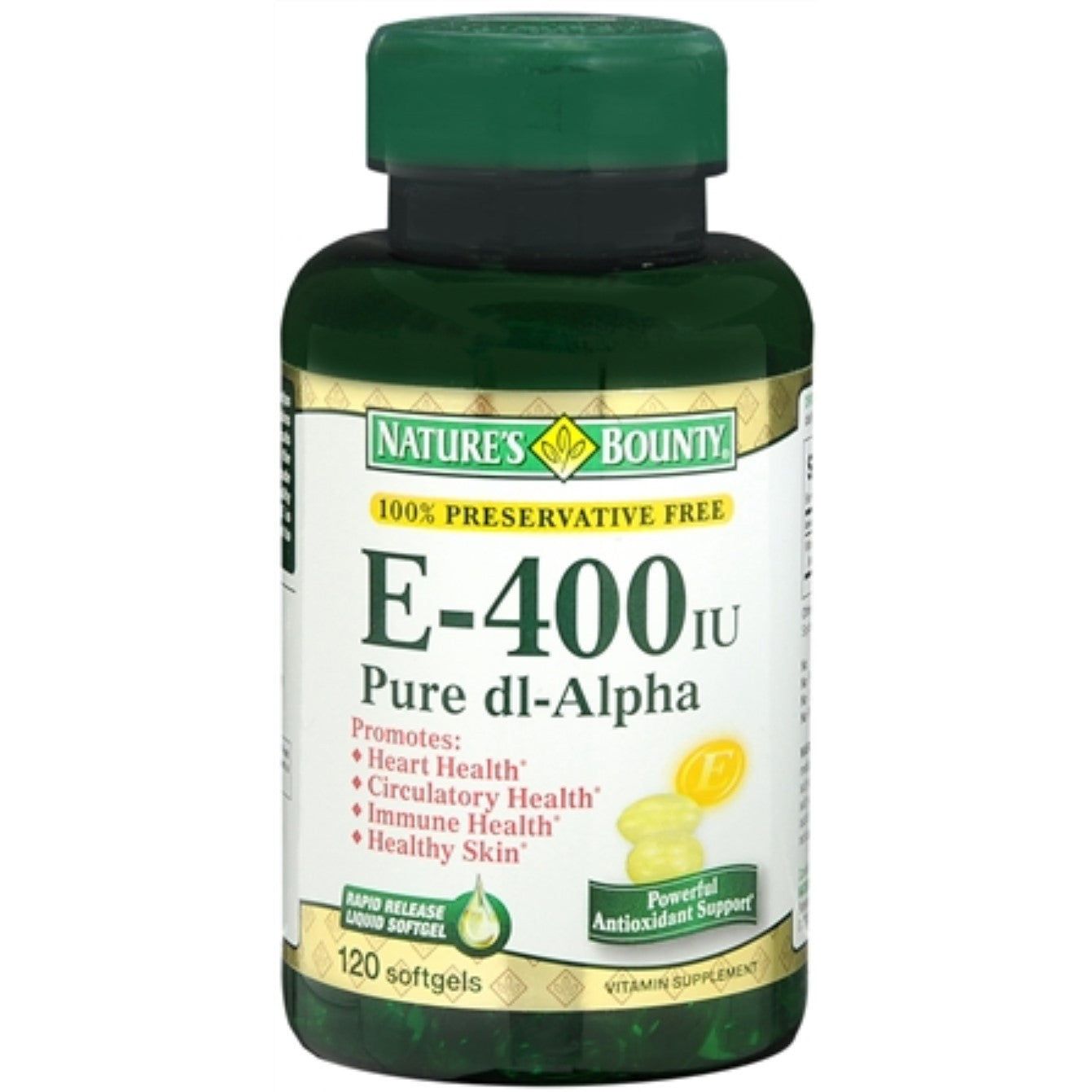 Nature's Bounty Vitamin E - 400 IU - Pure dl-Alpha - 180 Mg