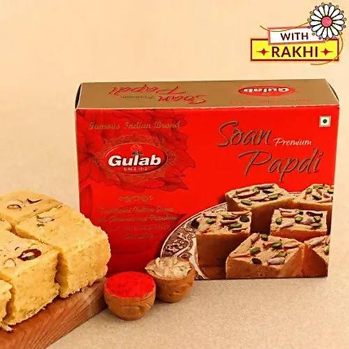 Krishna Designer Rakhi and Soan Papdi