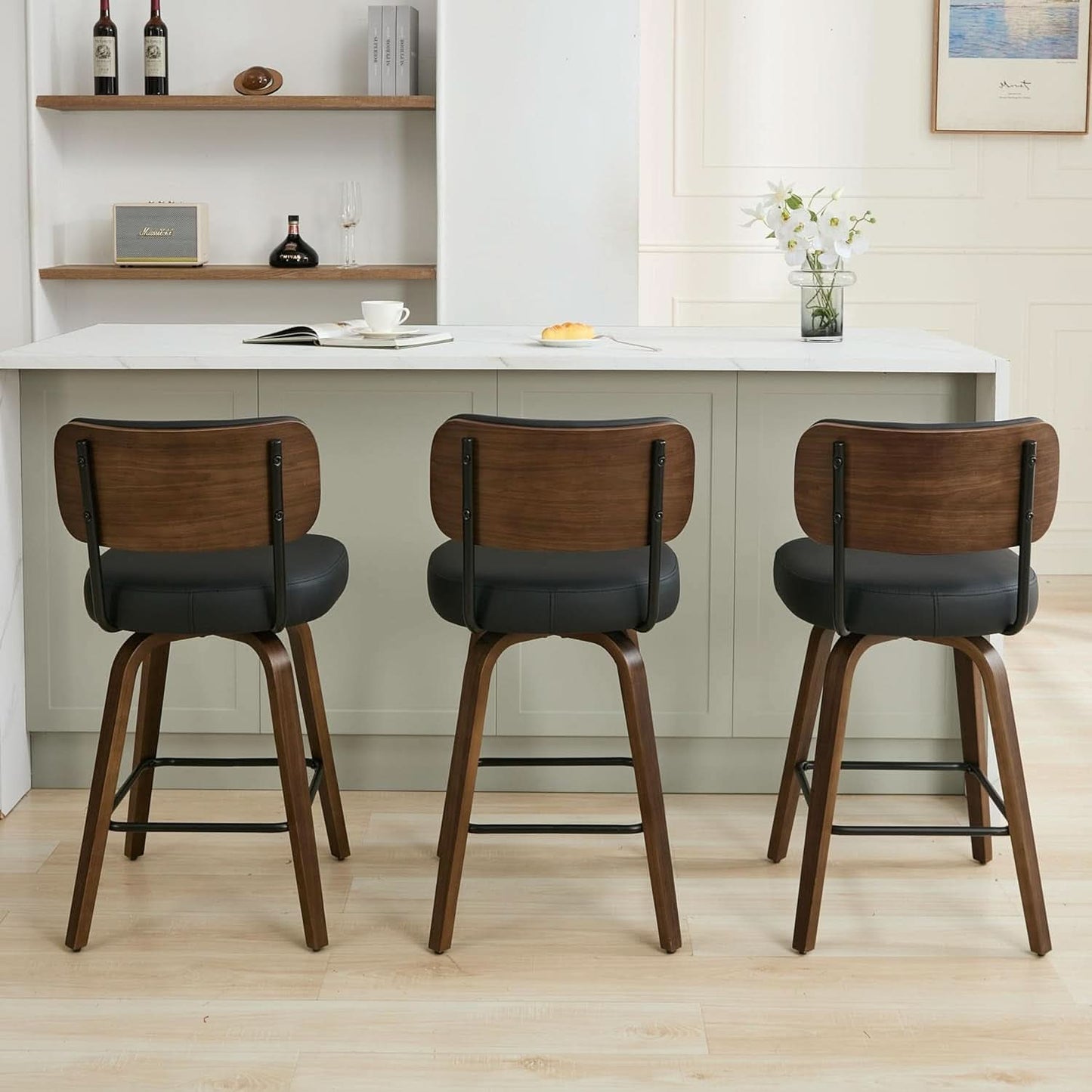 Swivel Bar Stools Set Of 4 26 Inch Counter Height Black