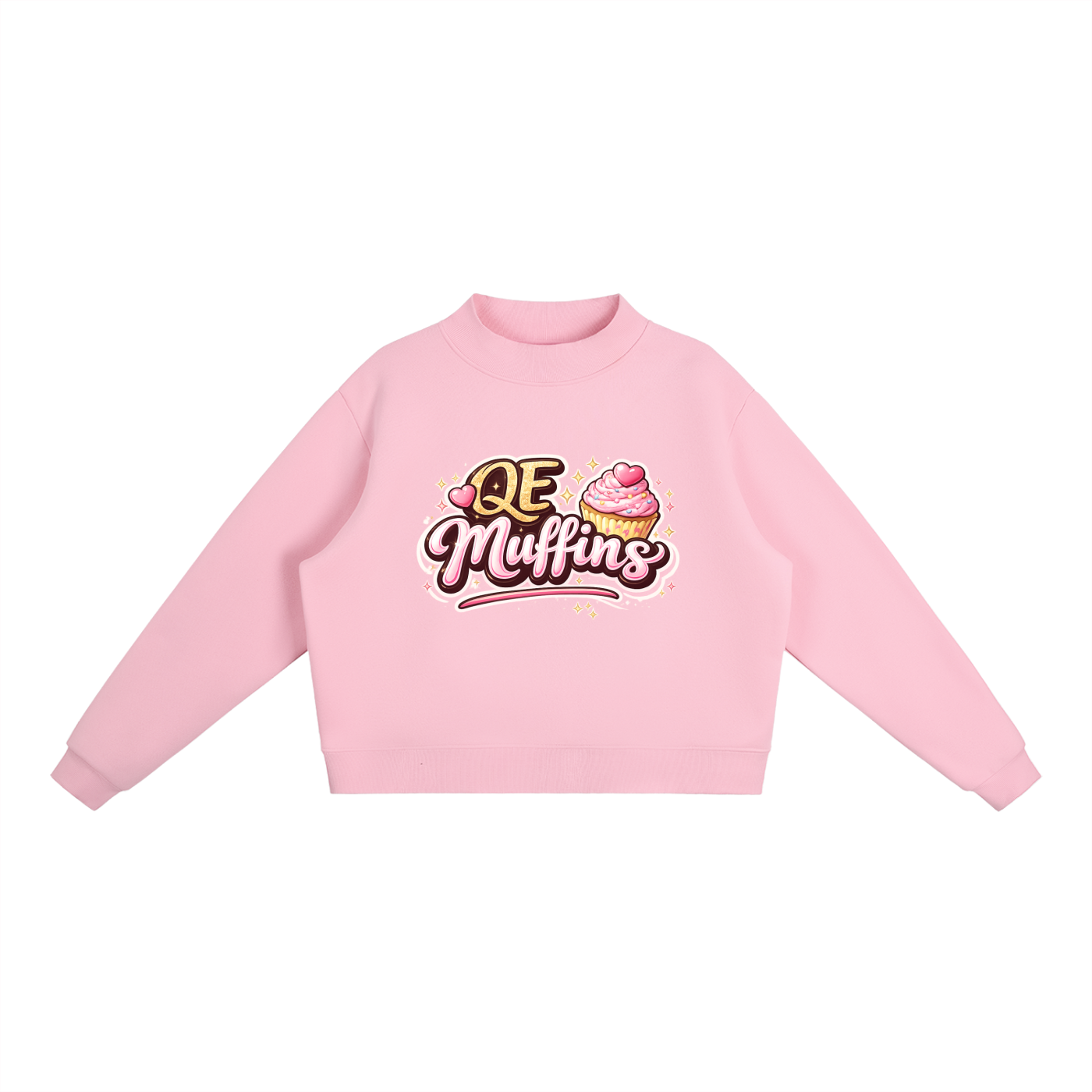 QE Muffins Essential Fleece Mock-Neck Crew Sweatshirt
