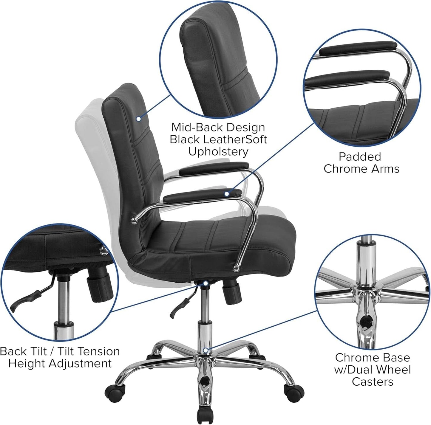 Desk Chair Black Adjustable Office Chair Home Study