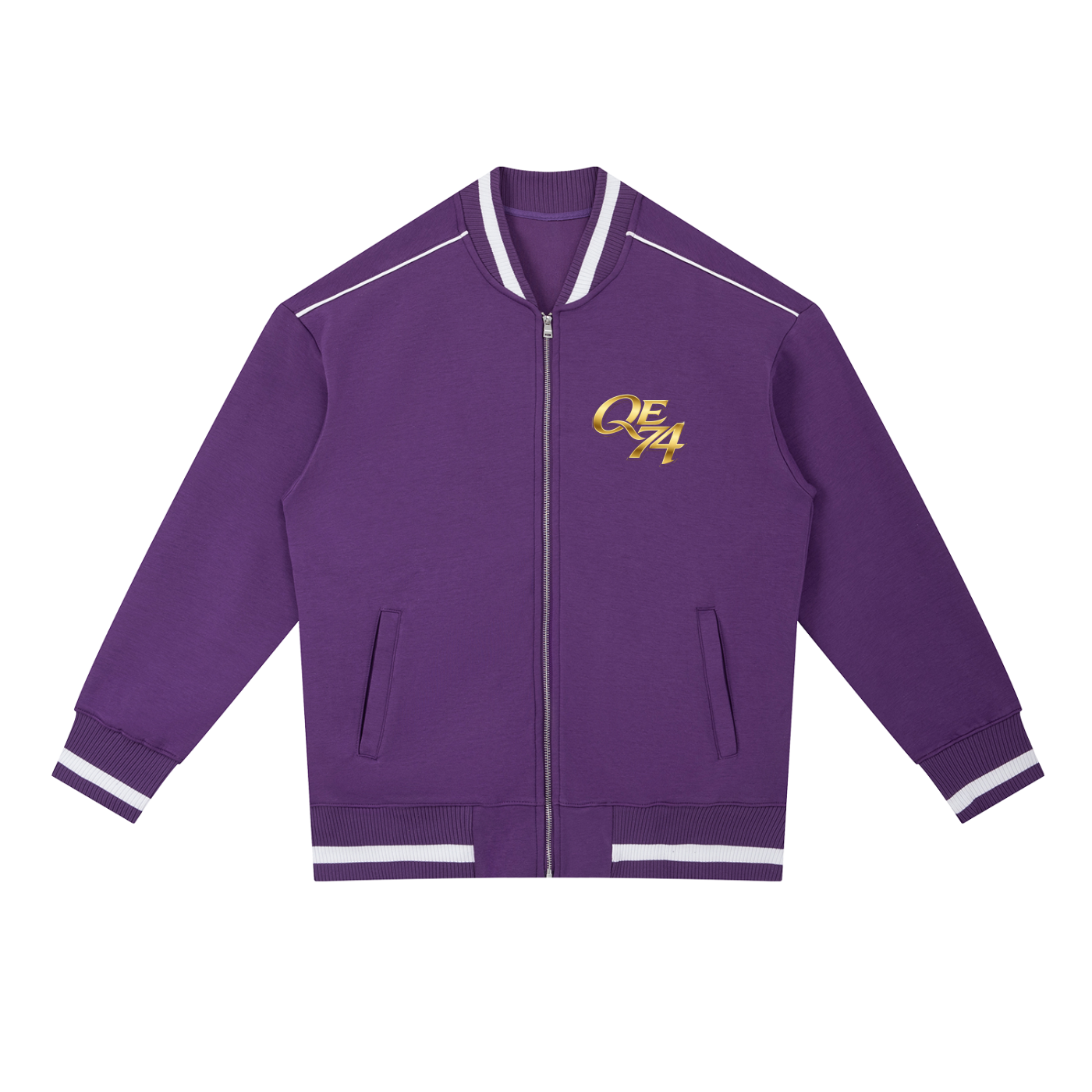 QE 74 Contrast Piping Zip Bomber Jacket