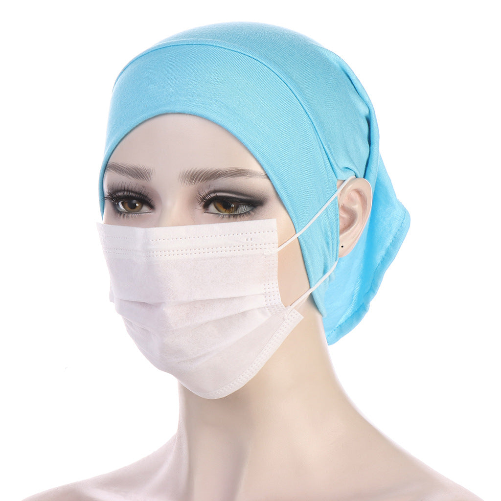 NEW Soft Cotton Hijab Breathable Turban Tie Under Scarf Elegant Ear Hole Stretch Inner Hijabs Lightweight Turban Round Front Under Hijab Caps Female Turban Bonnet
