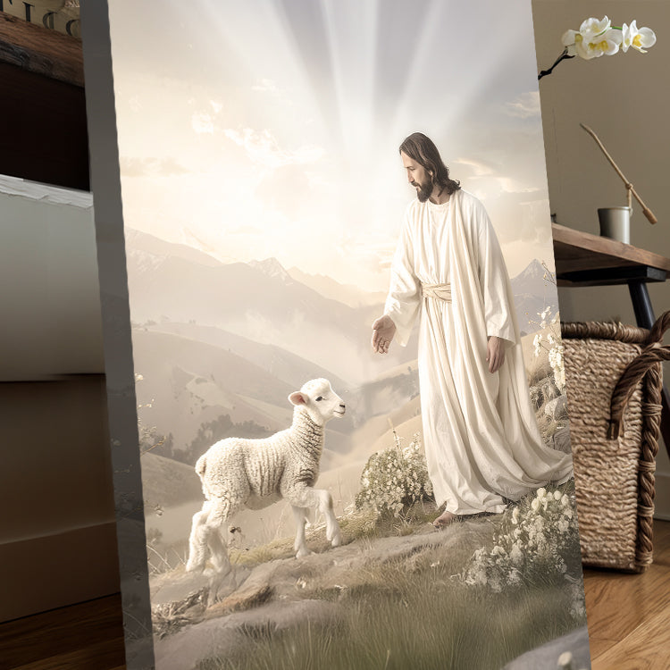 Jesus Protects The Lamb From Wolves Faith Wall Art XII