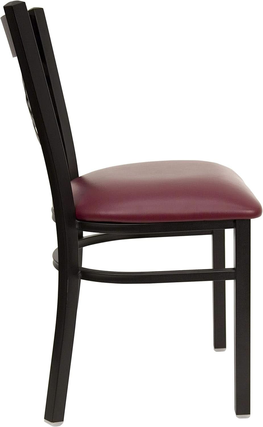 Set of 2 Hercules Burgundy Vinyl XBack Metal Dining Chairs for Restaurants Durable Steel Frame