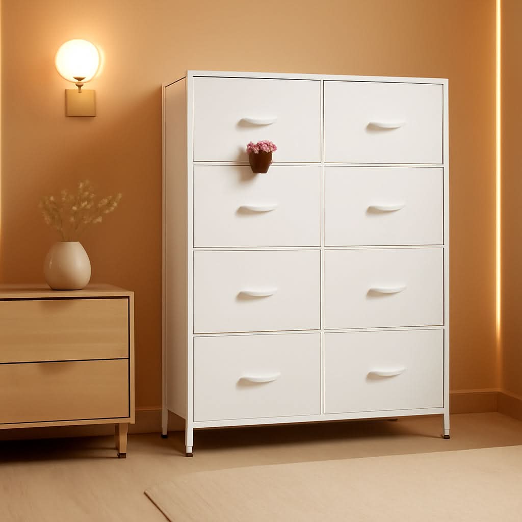Fabric Dresser For Bedroom Tall White Modern Storage Unit