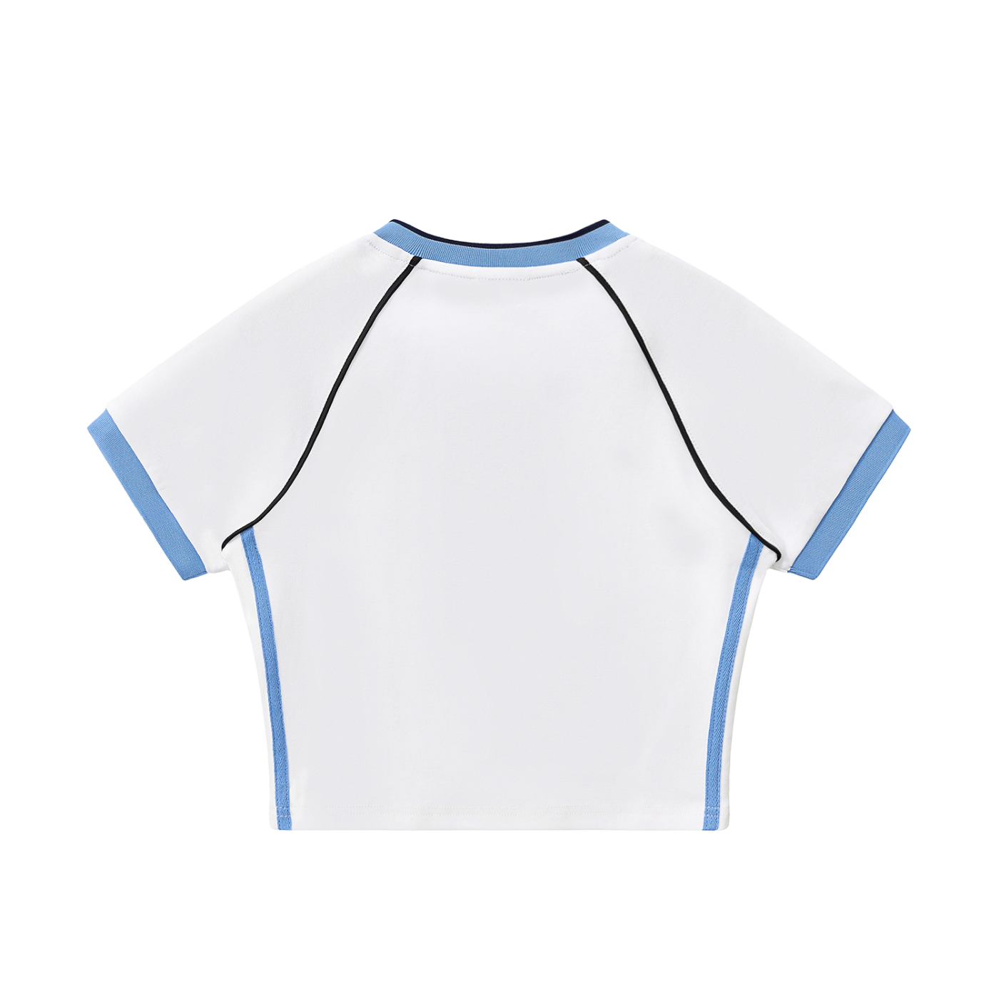 QE Muffins Contrast Trim V-Neck Crop T-Shirt