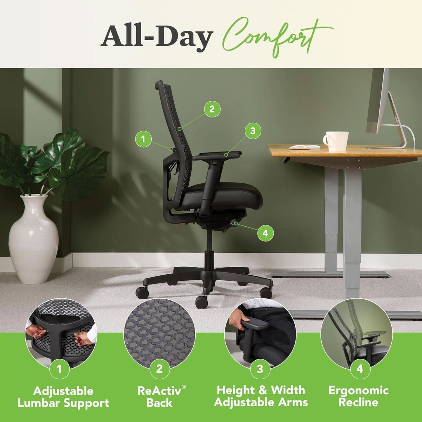Ignition 2.0 Reactiv Ergonomic Office Chair With Lumbar Support Blue