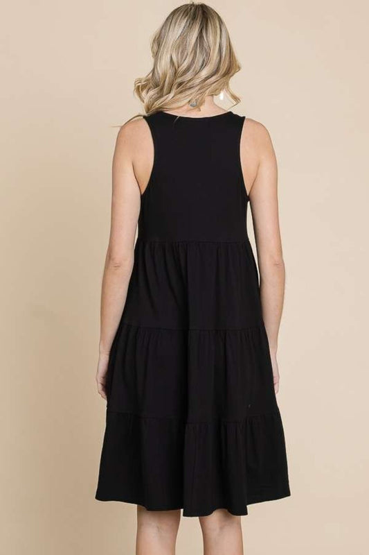 Racerback Tiered Tank Dress For Women – Chic Racerback Tank Dress, Stylish Tiered Tank Dress, Flattering Racerback Dress, Feminine Tiered Dress, Comfortable Tank Dress, Flowing Racerback Dress, Versatile Tank Dress