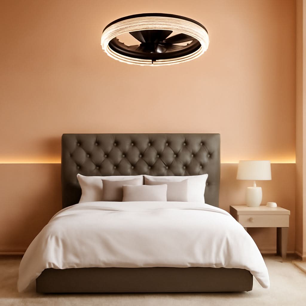 20 Inch Black Ceiling Fan With Lights And Remote, Dimmable, Flush Mount, Stepless Color Temperature, 6 Speeds
