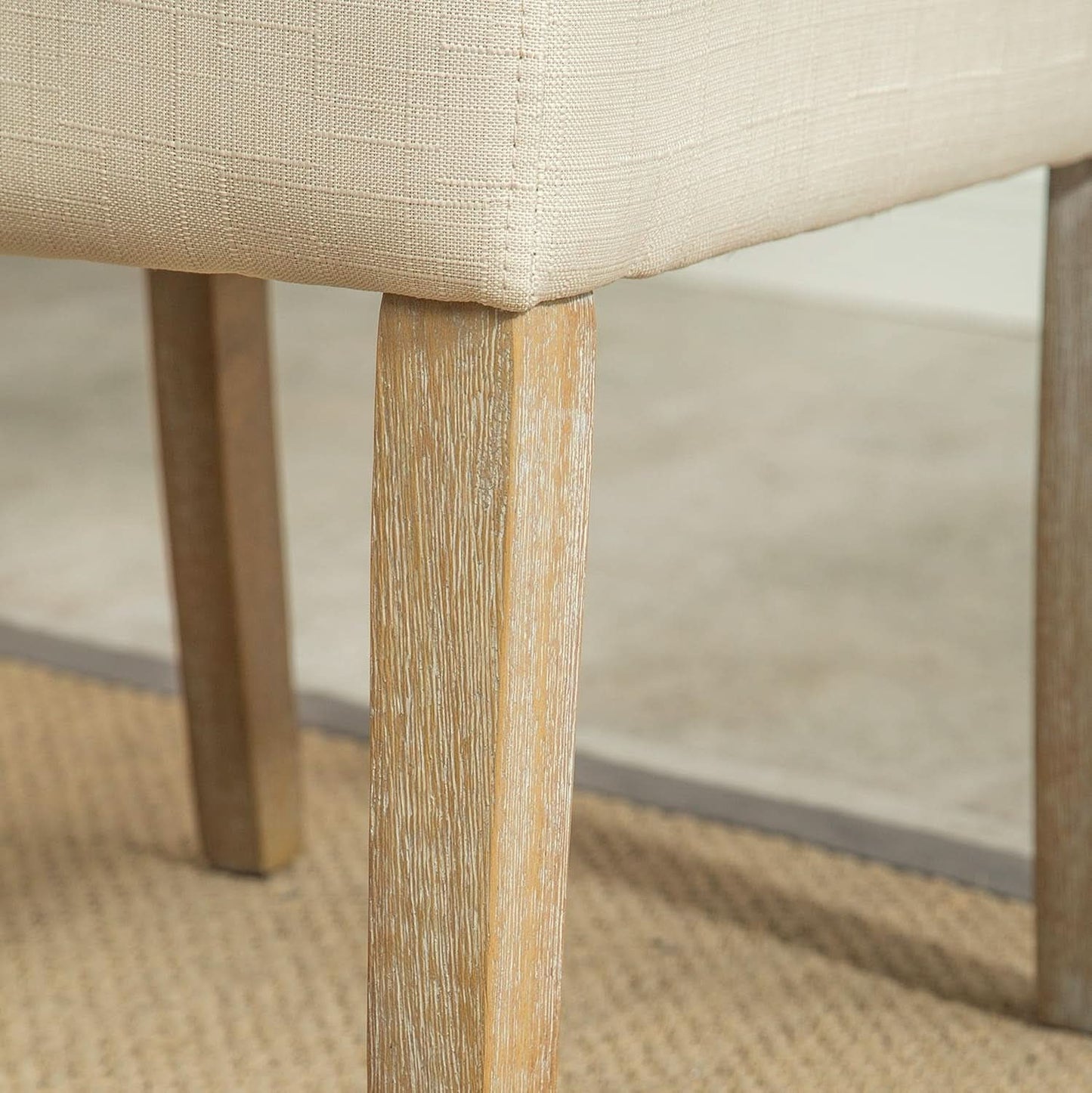 Tan Solid Wood Tufted Parsons Dining Chair Set Of 2