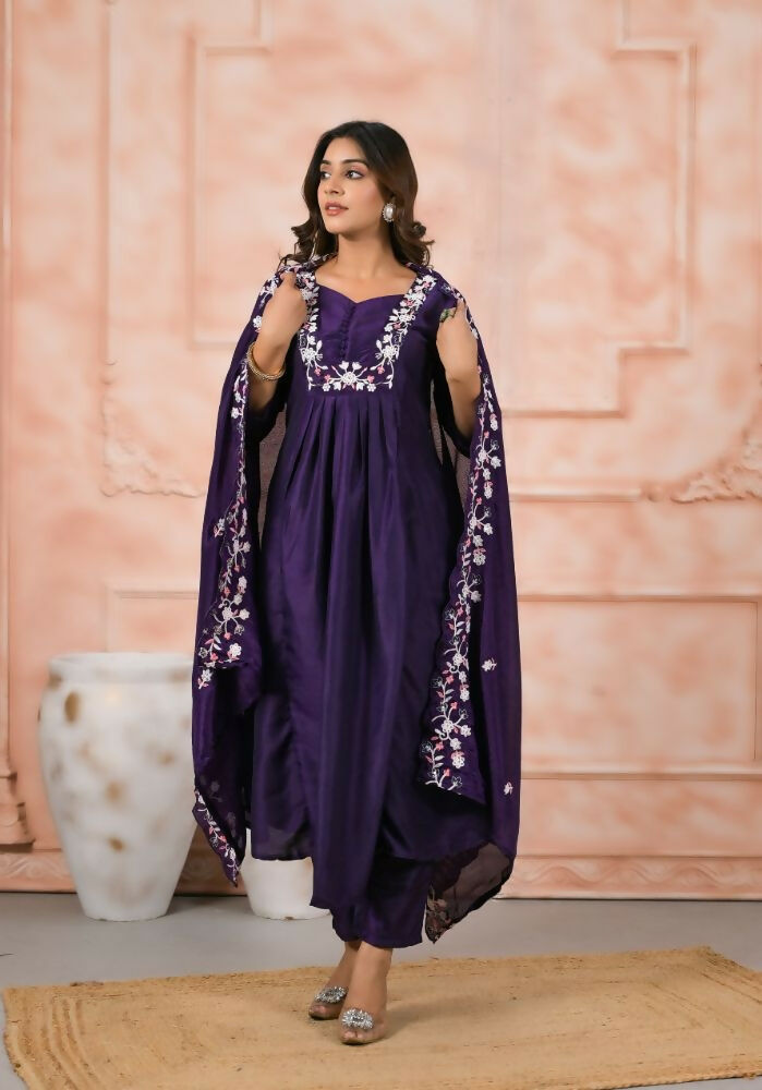 Ethnic Festive Wear Viscose Reyon Blue Stitched Suit With Dupatta - Anbazaar