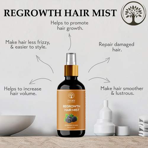 Ivory Natural Hair Mist For Long Hair For Growth Of Hair, Strengthen Follicles, And Restore Shine