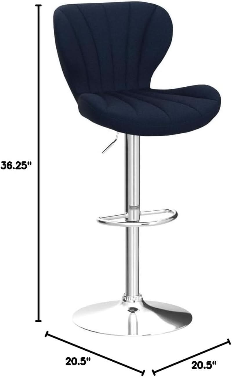 Blue Velvet Adjustable Swivel Bar Stools Set of 2 Modern