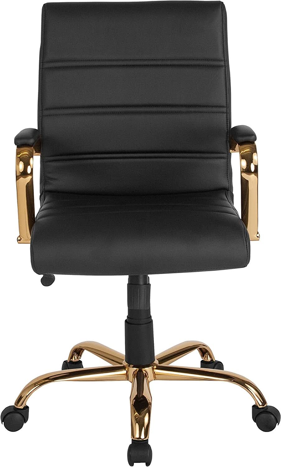 LeatherSoft Mid-Back Office Chair With Adjustable Height