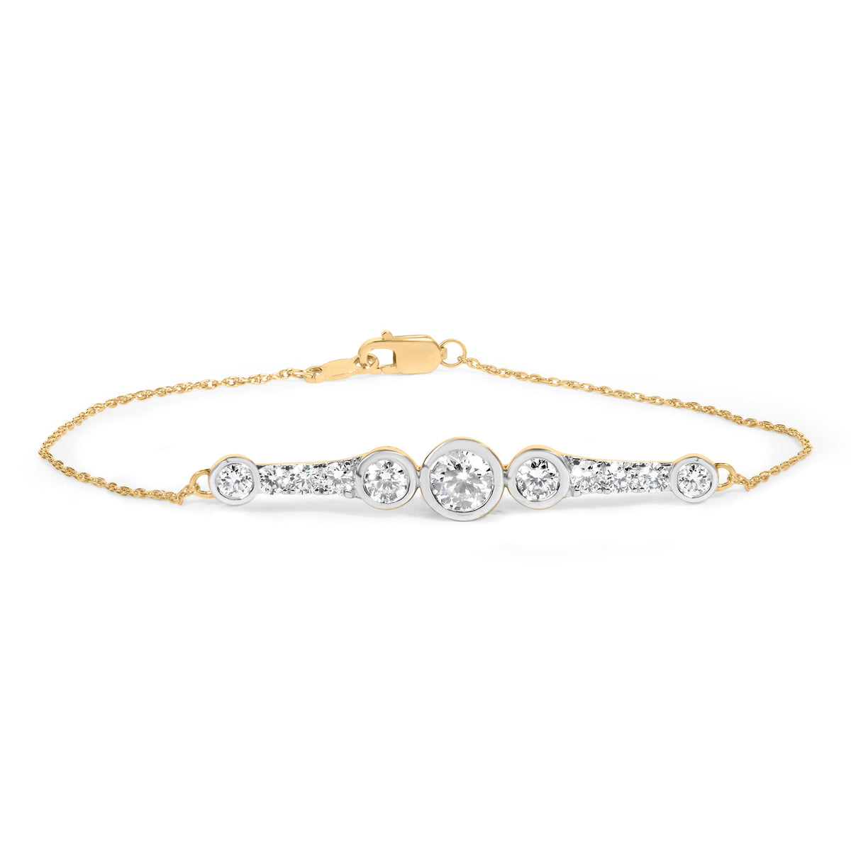 10K Yellow Gold Plated .925 Sterling Silver 1.50 Cttw Lab Grown Diamond Bezel Set Bracelet