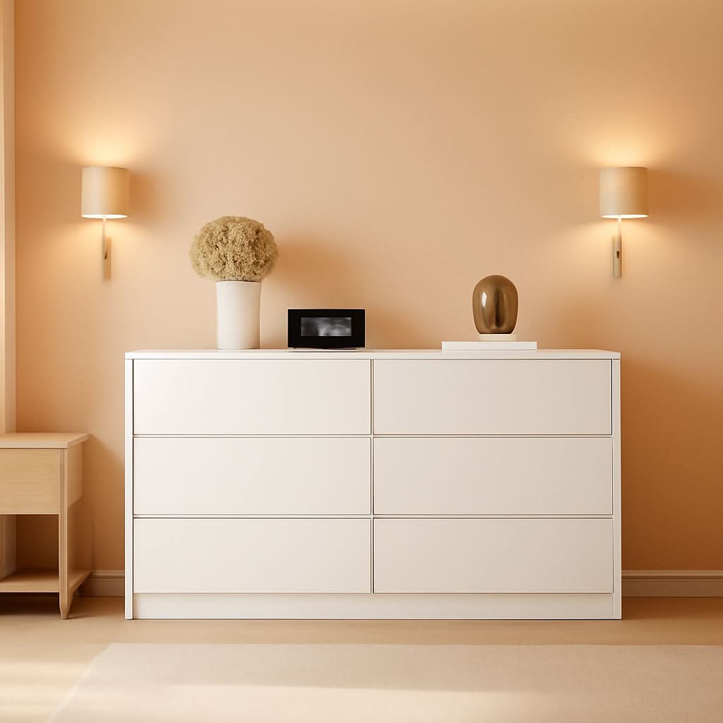 9 Drawer White Dresser For Bedroom Storage Eco Friendly Wood Finish