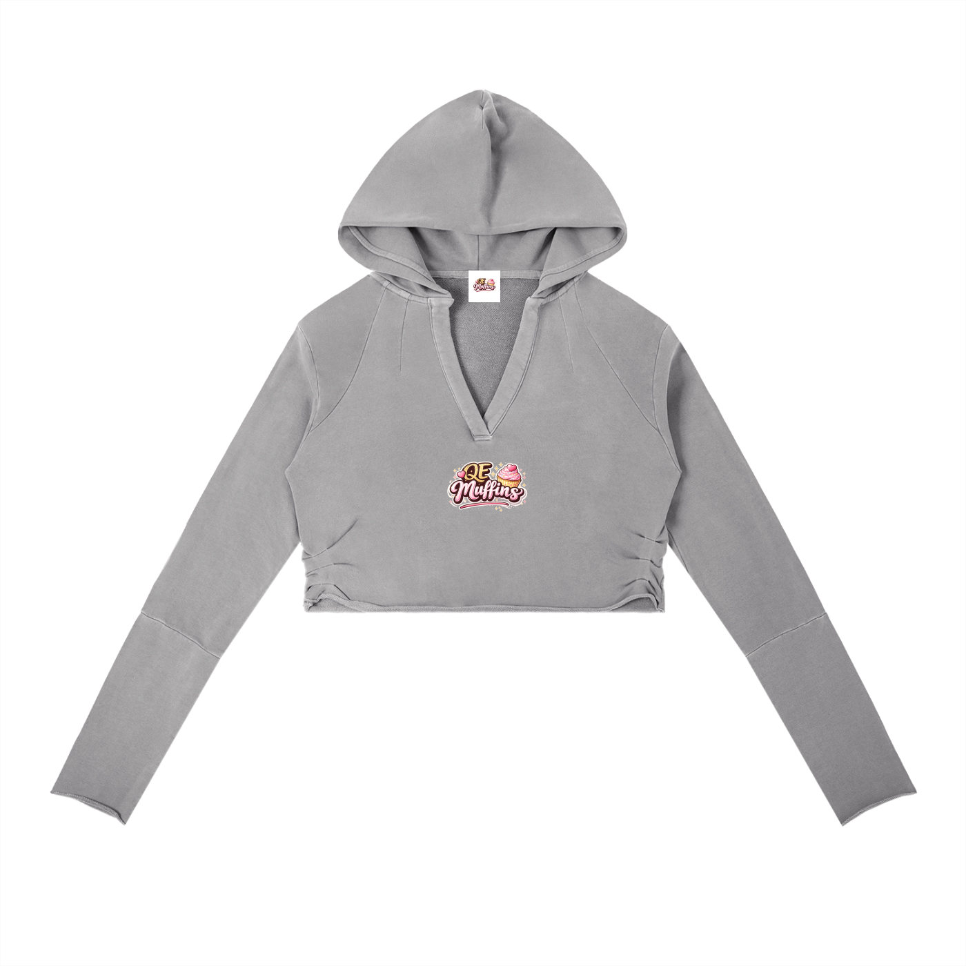 QE Muffins Vintage Washed Raw Edge Hoodie