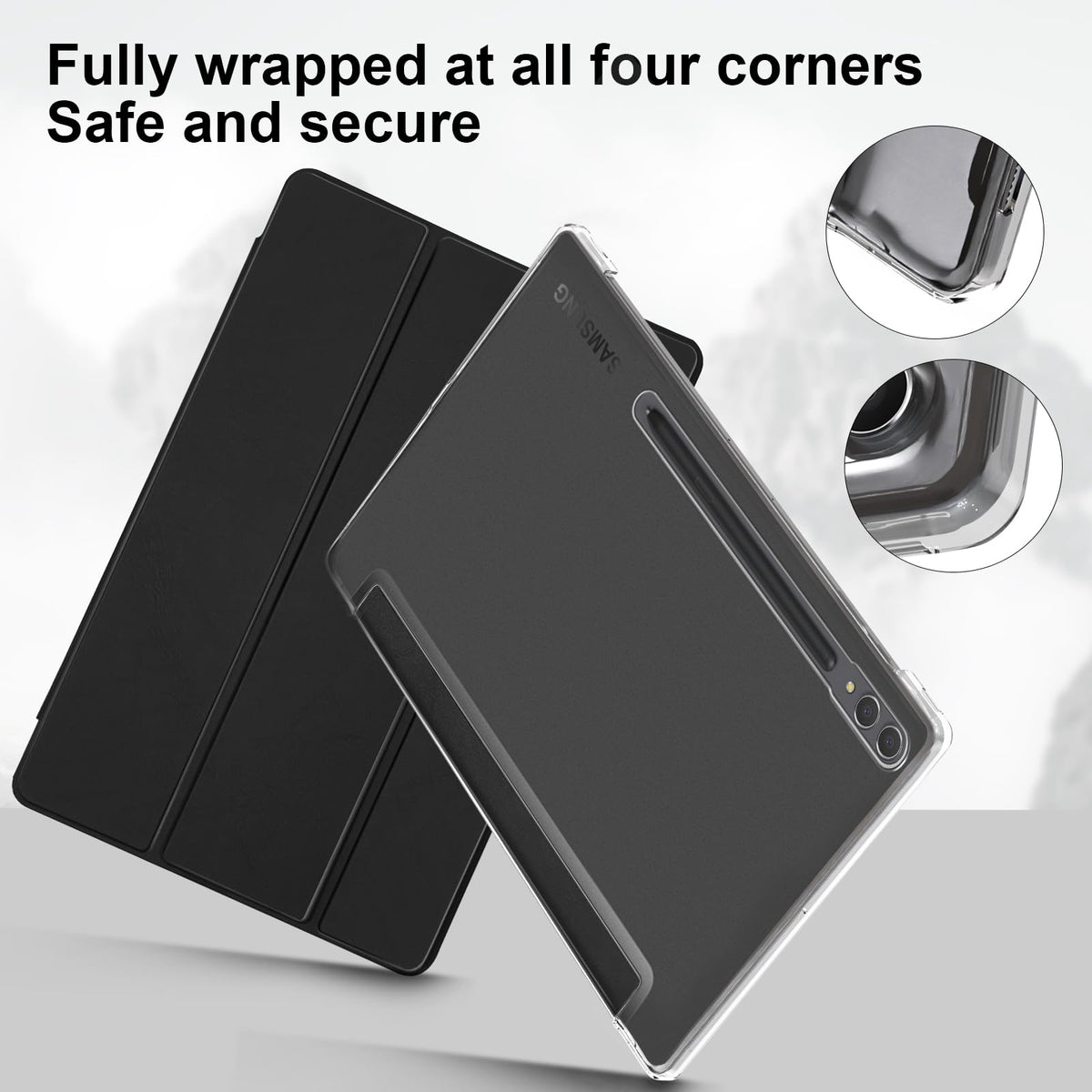 SSS·GRGB Case for 14.6" Samsung Galaxy Tab S10 Ultra S Pen Holder Black