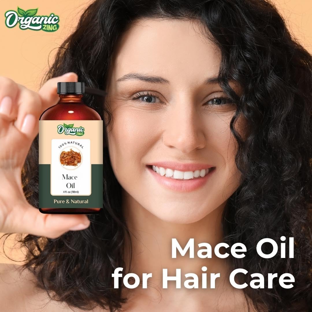ORGANIC ZING Mace (Myristica Fragrans) Oil | Pure & Natural Essential Oil for Skin Care, Haircare, Aroma & Diffusers