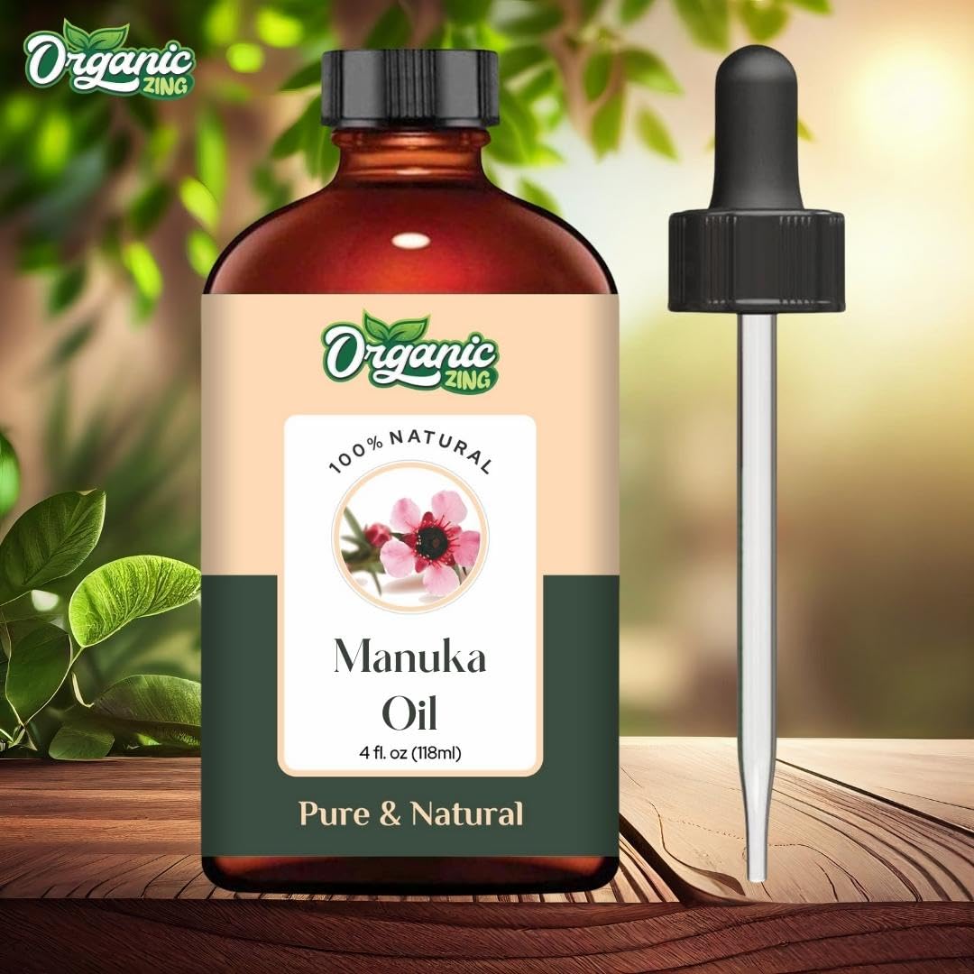 Organic Zing Manuka (Leptospermum scoparium) Oil | Pure & Natural Oil for Skin Care. Hair Care, Aroma & Diffusers
