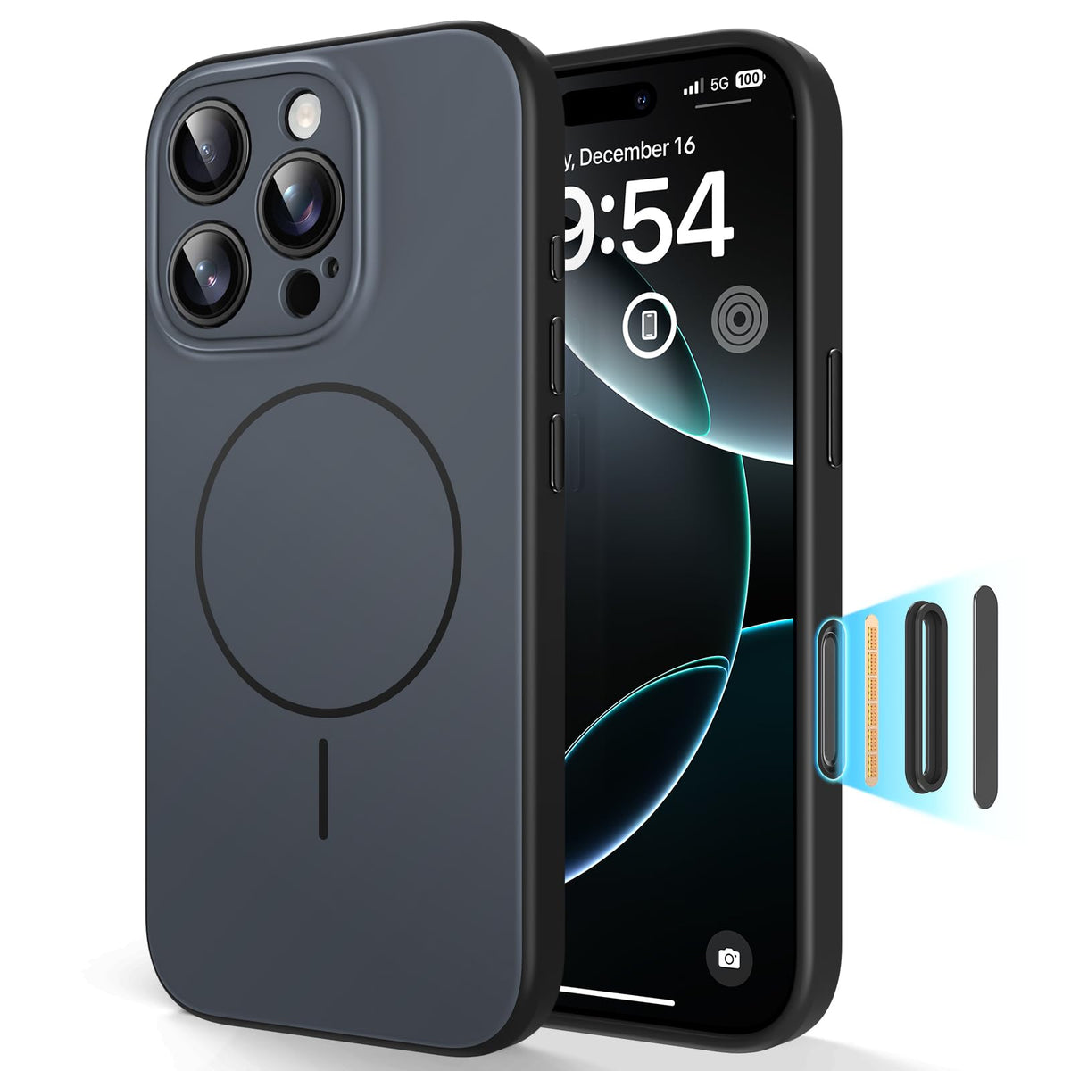 TAURI for iPhone 16 Pro Case, Upgrade Full Camera Protection, Camera Control, Compatible with Magsafe, Minimalist Slimmer Magnetic Phone Case for iPhone 16 Pro, Black