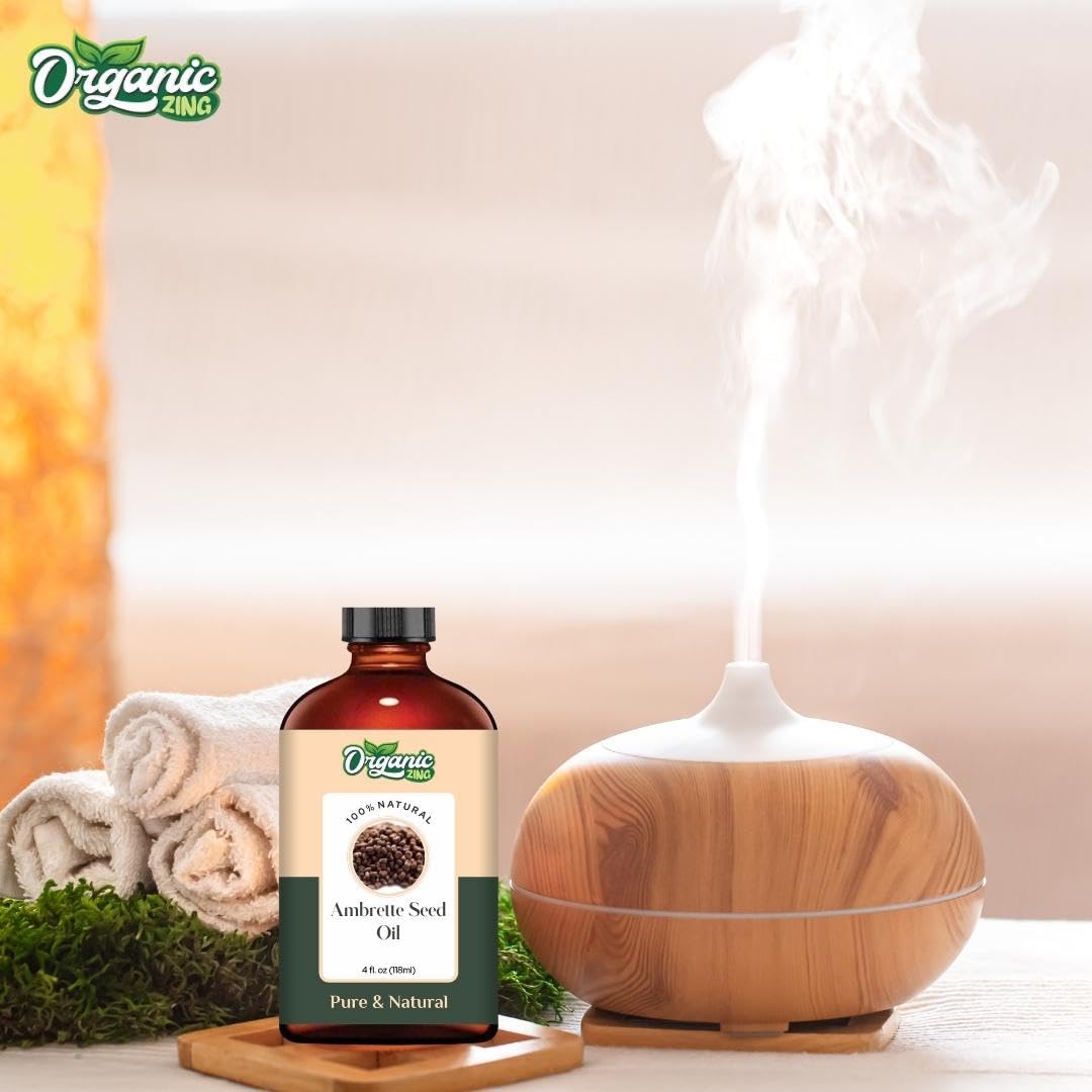 Organic Zing Ambrette Seed (Abelmoschus moschatus) Oil | Pure & Natural Carrier Oil for Skincare, Aroma & Diffusers