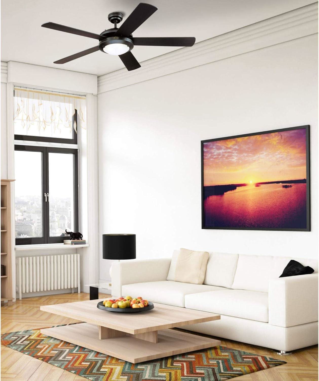 Comet 52 Inch Matte Black Ceiling Fan With LED Light Kit