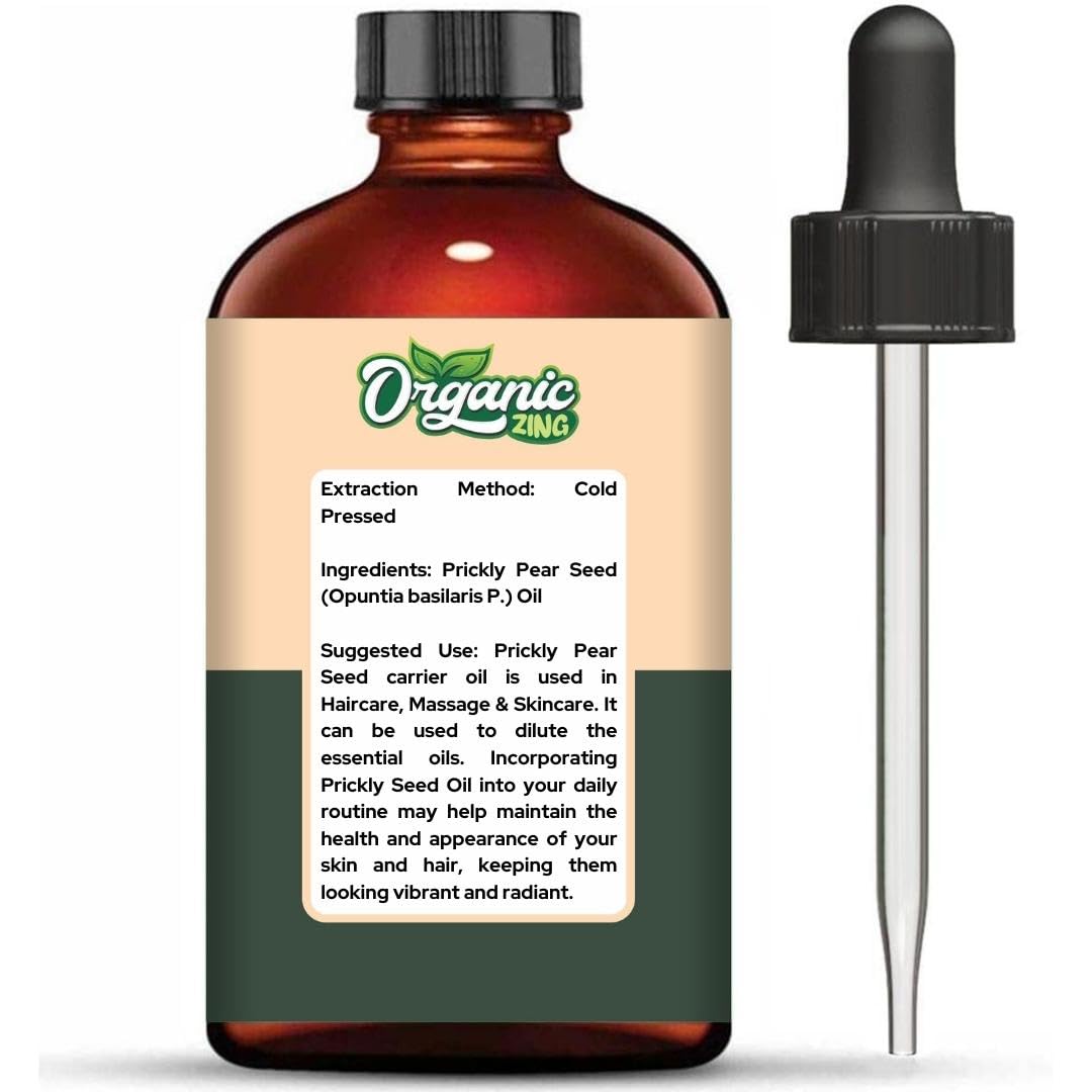 Organic Zing Prickly Pear Seed (Opuntia basilaris P.) Oil | Pure & Natural Carrier Oil for Massage, Skincare & Haircare