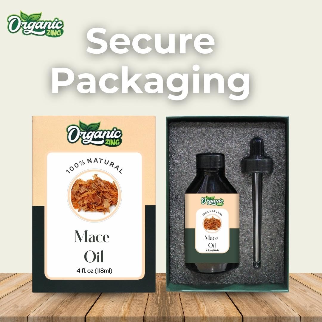 ORGANIC ZING Mace (Myristica Fragrans) Oil | Pure & Natural Essential Oil for Skin Care, Haircare, Aroma & Diffusers