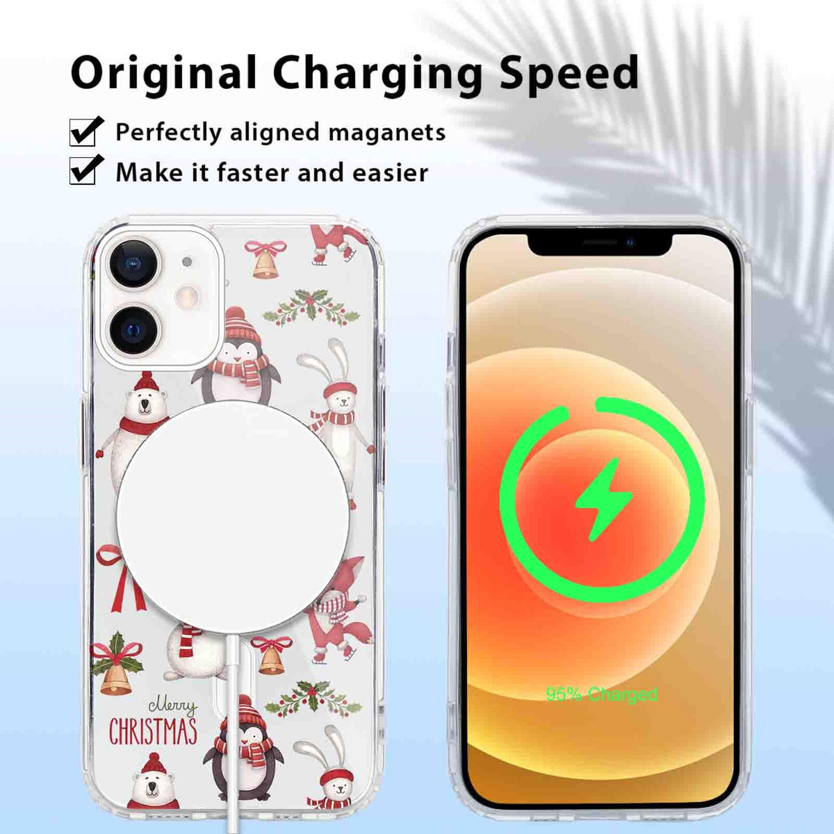 2-Pack Christmas Magnetic Clear Phone Cases for iPhone 12/12 Pro