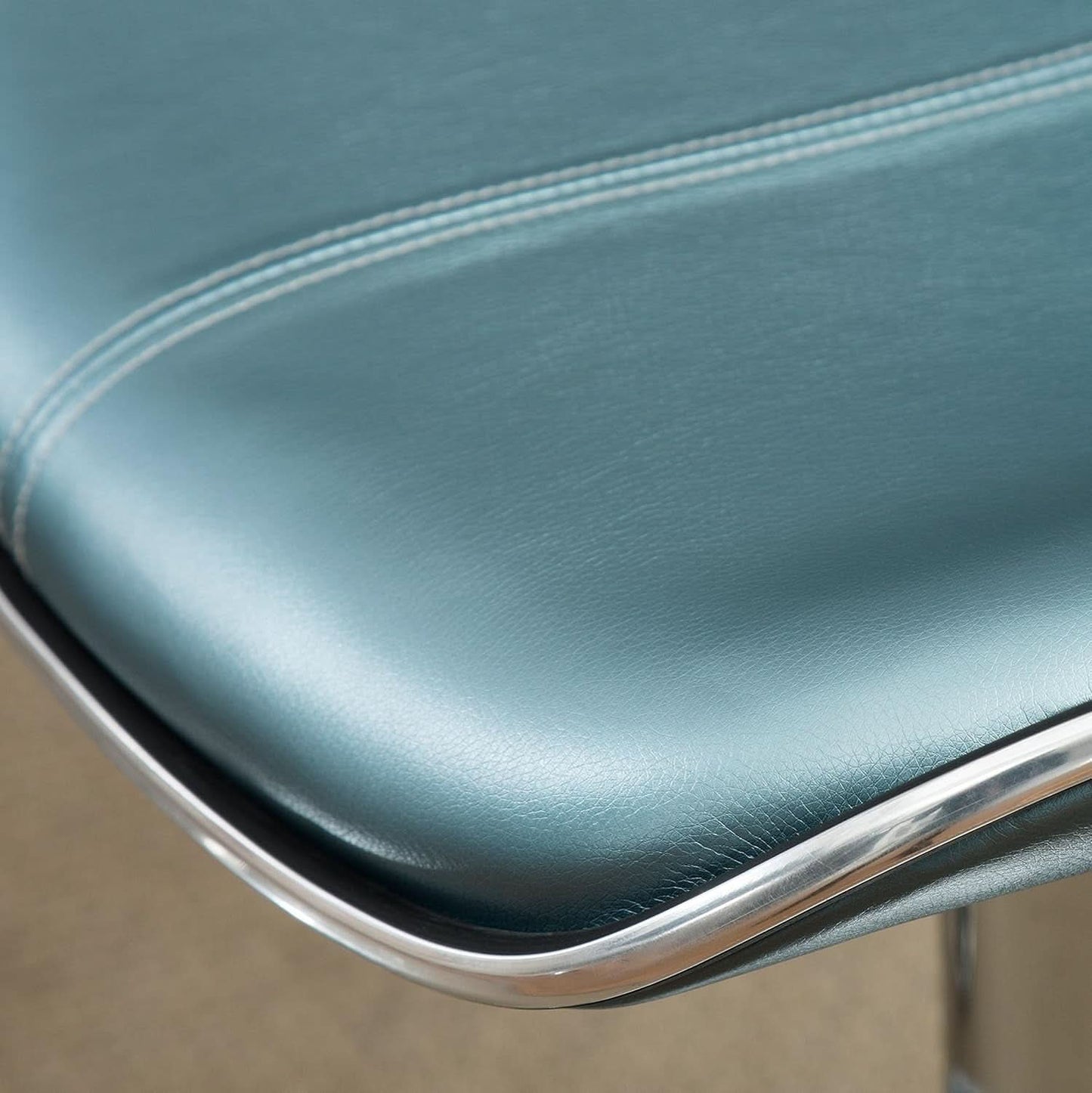 Blue Cushioned Leatherette Barstools Set Of 2 With Airlift Height And Swivel