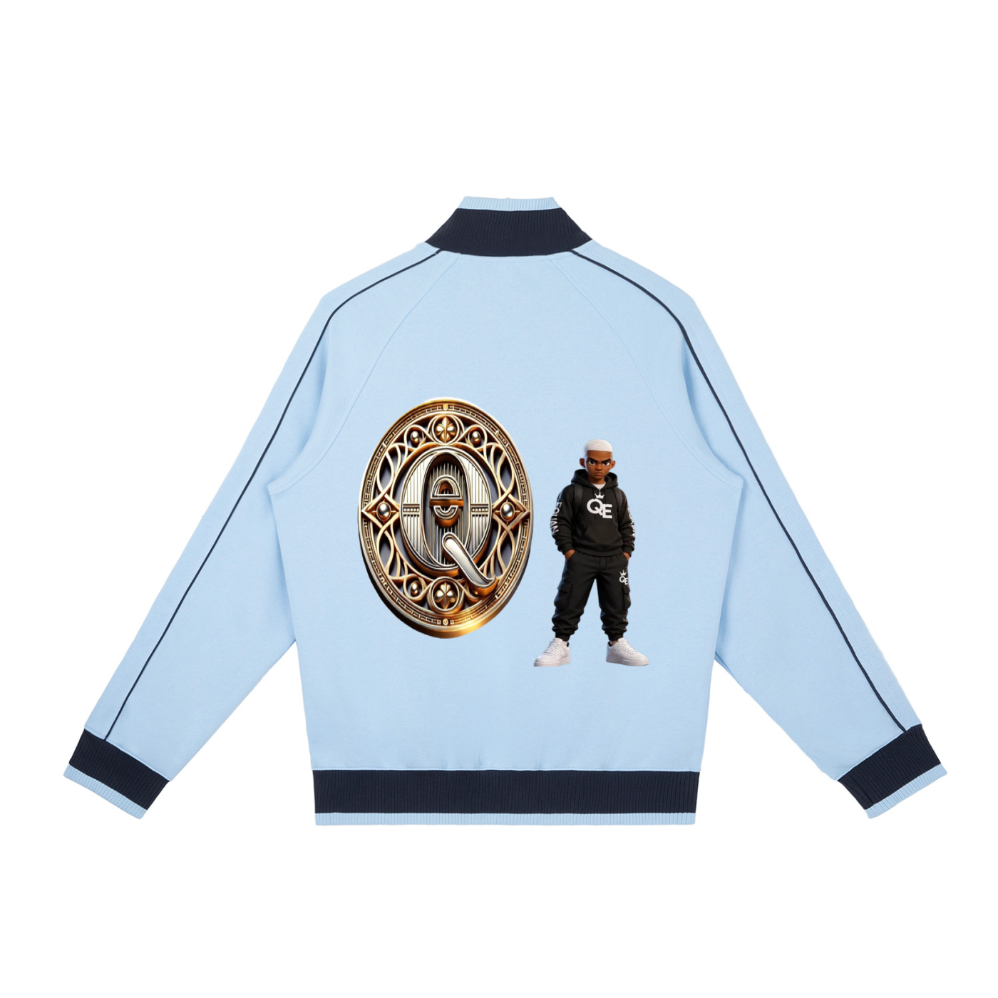 QE Patches Color Block Raglan Sleeve Zip Track Jacket