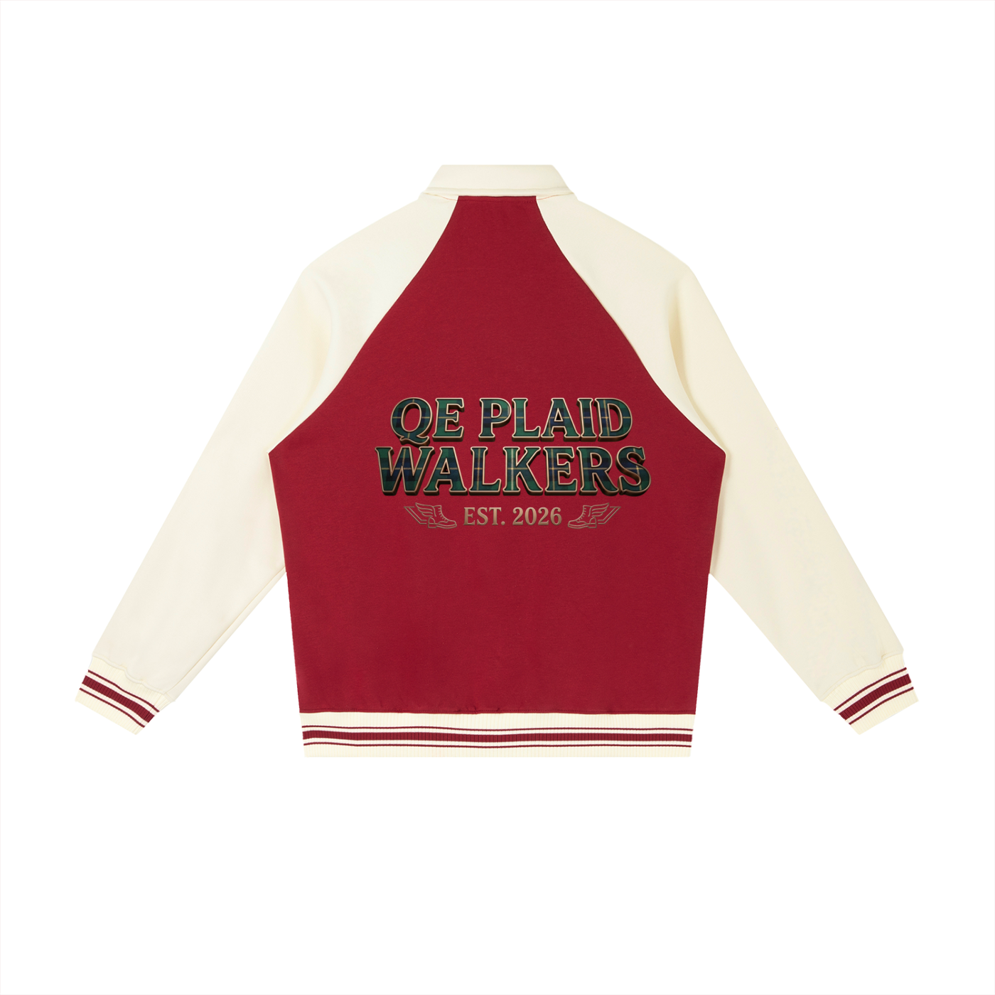 QE Plaid Walkers Sleeve Baseball Jacket