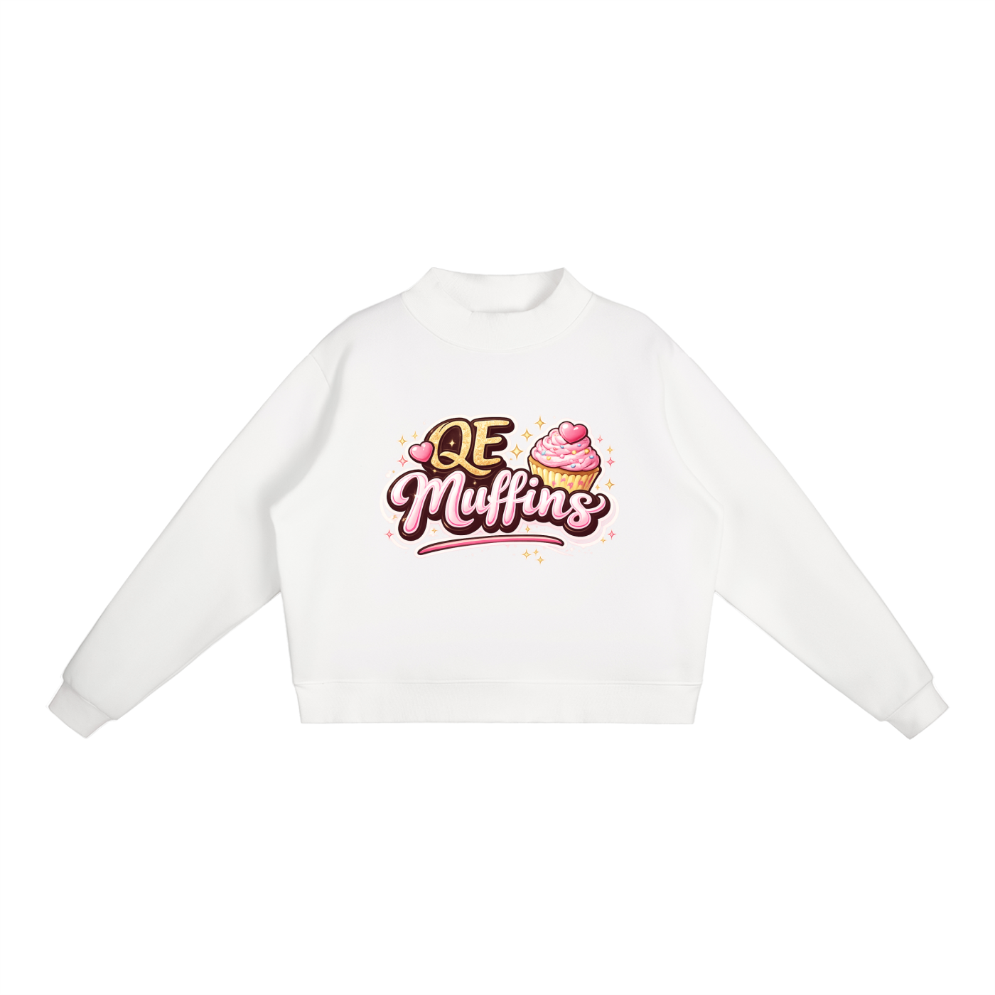 QE Muffins Essential Fleece Mock-Neck Crew Sweatshirt