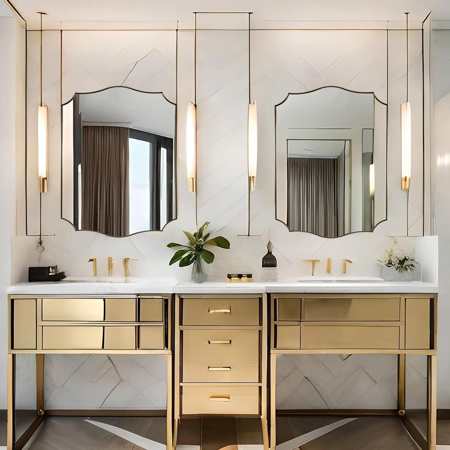 Stainless Steel Wall Mount Vanity Mirror 22x30 Asymmetrical Frame