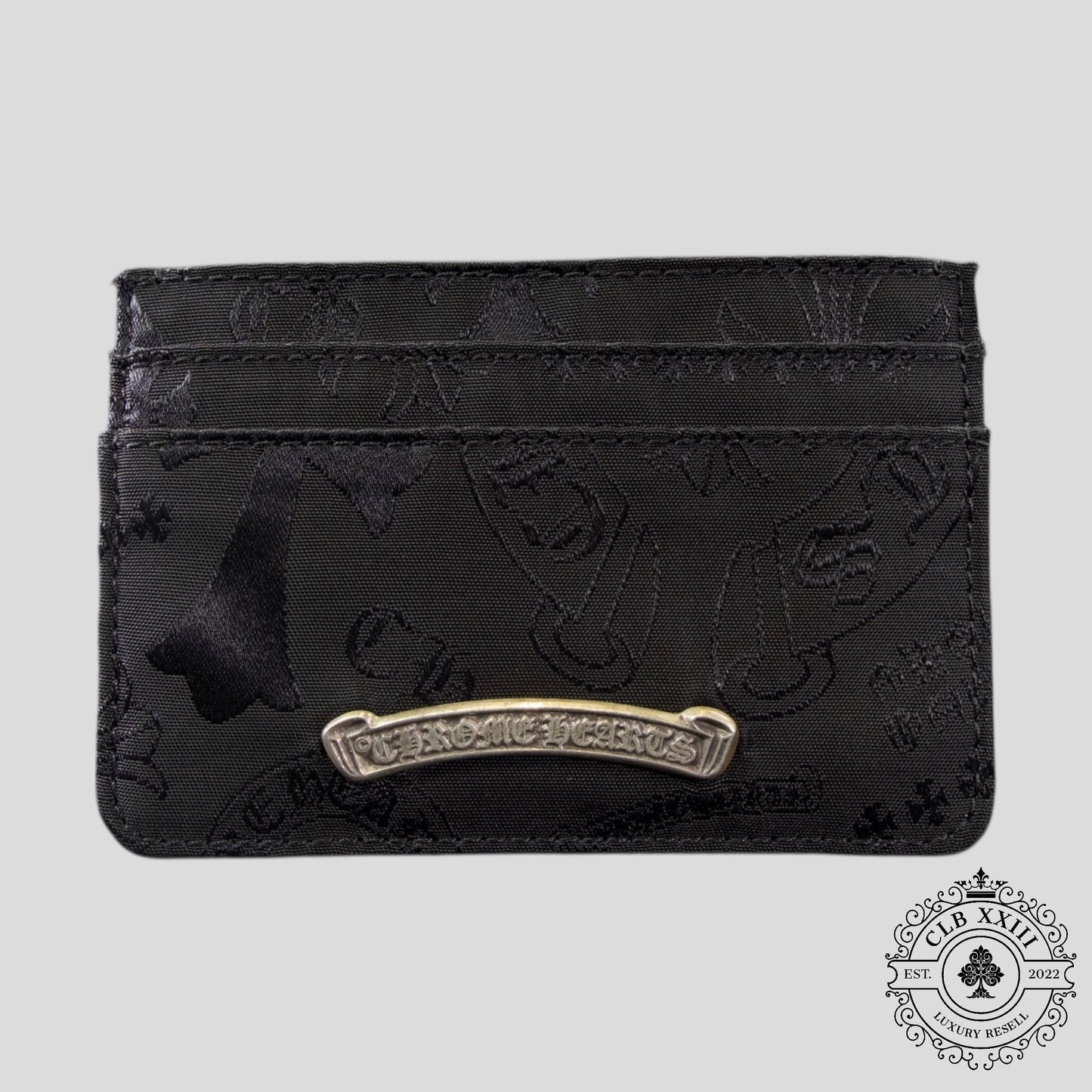 Chrome Hearts Nylon Motif Scroll Plate Cardholder in Black