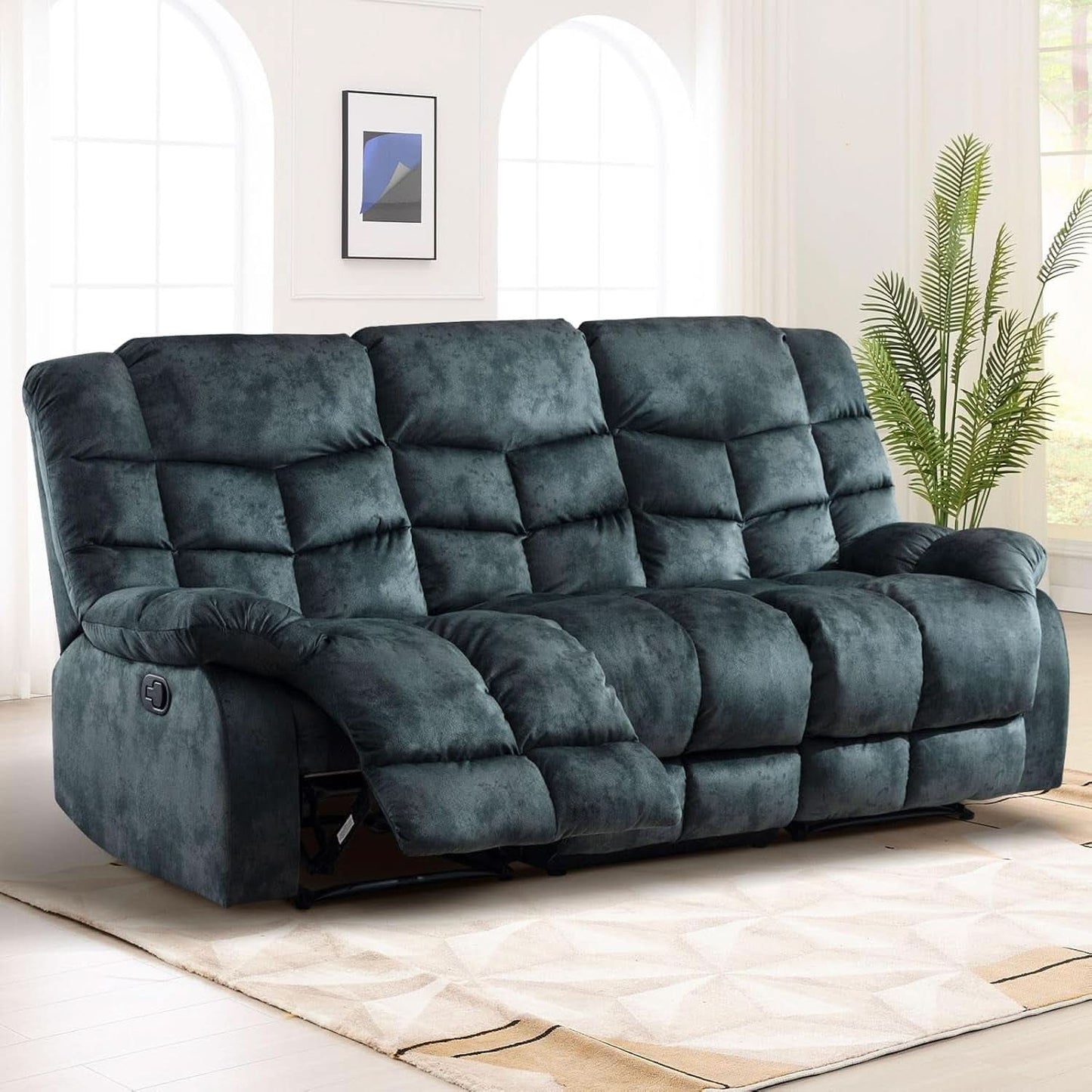 Grey Manual Reclining Living Room Set With One Seat Recliner And 3 Seat Sofa