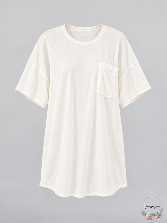 Free People Ivory Take It Easy T-Shirt, Size Medium
